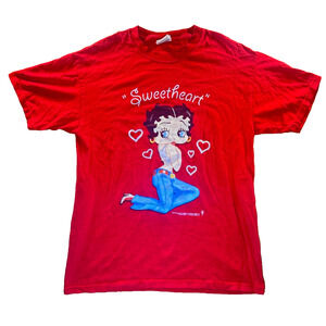 Vintage Y2K Betty Boop Sweetheart Red T- Shirt Size Medium